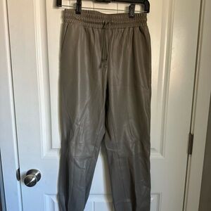 Olive Vegan Leather Pants